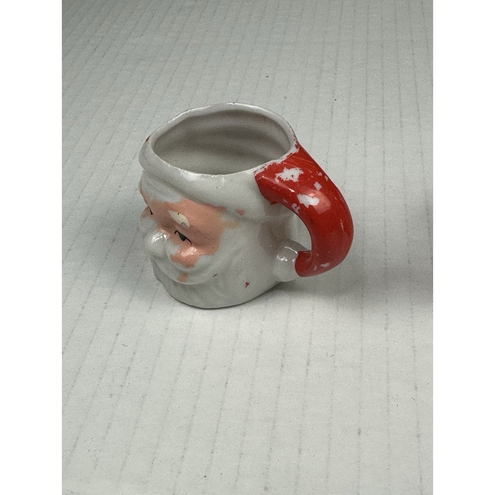 VTG Miniature Ceramic Santa Claus Mug Pair Toothpick Candle Holder Christmas - Picture 4 of 8